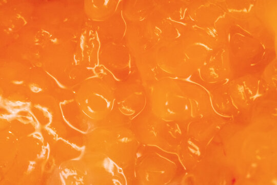 A yastyk ( fish eggs enclosed in the ovarian membrane) with mature caviar. Roach caviar shortly before spawning. Ultra macro