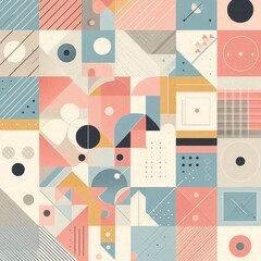 Modern art style geometric background. AI generated illustration