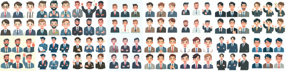 businessman avatar vector set