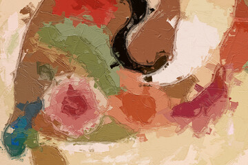 Oil paintings and various flowers such as cranes, tigers, chrysanthemums, roses, peonies, are beautiful