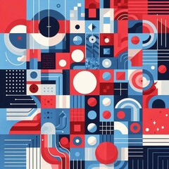 Modern art style geometric background. AI generated illustration