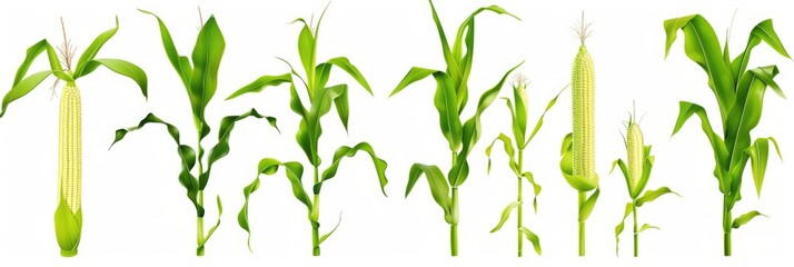 Botanical Corn. Growing Sweet Vegetarian Life with Foliage Outdoors