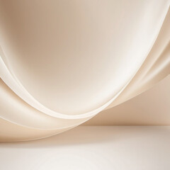 Abstract pastel background with a swirling, wavy design in shades of beige and white. Background is soft and ethereal, with a subtle gradient and light sparkles. Beautiful gradient. Smooth lines