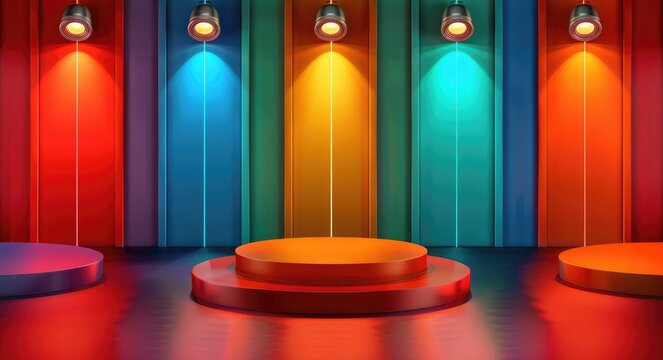 Game Show Border: Colorful Contestant Podium for Prize Television Game