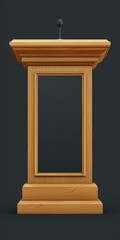 Obraz premium Government Podium. Black Wooden Tribune Speech Stand Icon for Audience Communication