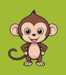 Cute monkey cartoon. stock illustration