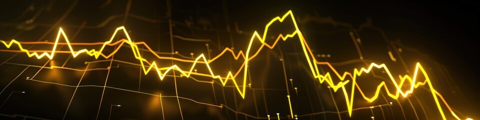 Neon yellow graph on a black backdrop, illustrating sharp business growth and innovation.