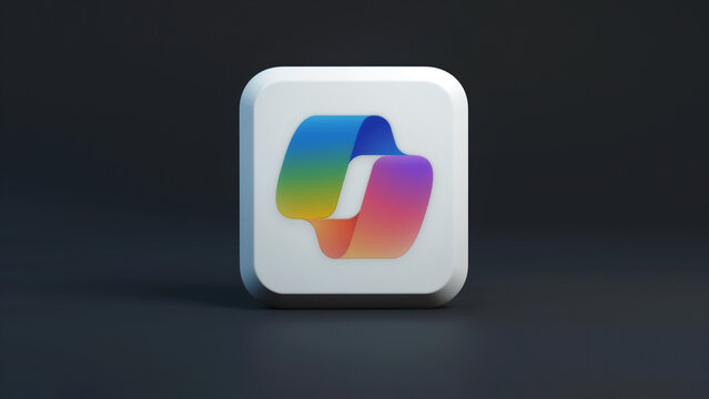 Microsoft Copilot app 3d white icon on a dark background