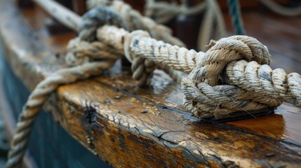 Fototapeta premium aged rope on a boat