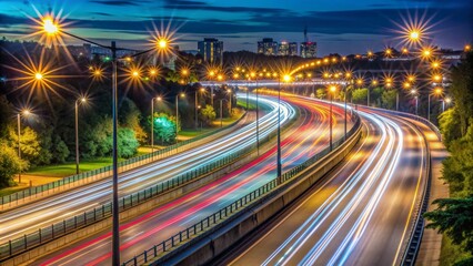 Fototapeta premium Cityscape Night Highway Lights Trails, Cityscape , Night , Lights , Highway