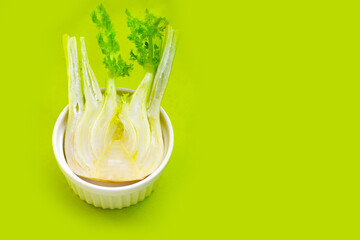 Fresh fennel bulb on white background