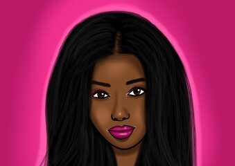 portrait of a black beautiful woman digital art illustration 