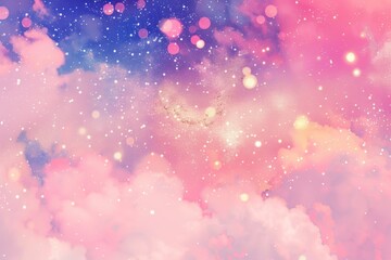 Colorful galaxy with sparkles and pink clouds.