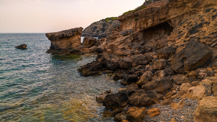 Obraz premium Photographs from above of the Grotta dei Baci and Porto Pino in Sardinia