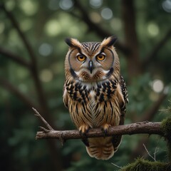 Fototapeta premium Elegant burrowing owl standing on a desert mound, with its large eyes and curious expression