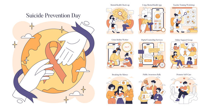 Suicide Prevention Day. Flat Vector Illustration