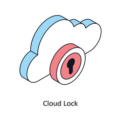 Cloud Lock Isometric style icon. Symbol on White background EPS 10 File