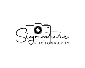 Signature photography logo design | Font Calligraphy | Logo type | Script and Font Type | Font lettering | handwritten with camera icon vector design