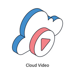 Cloud Video Isometric style icon. Symbol on White background EPS 10 File