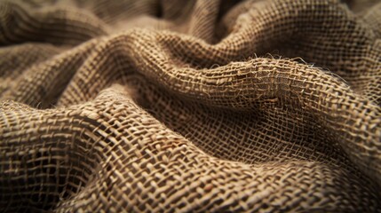Fototapeta premium Close-up of a burlap texture, showing the weave and material characteristics.