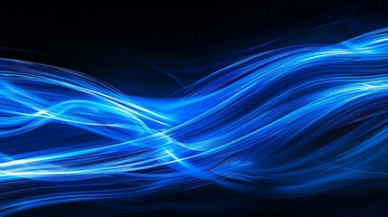 Naklejka premium Abstract digital blue light waves on dark background