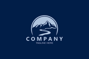 Minimalist mountain and river logo design. Perfect for outdoor, nature, and travel brands.