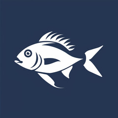 Obraz premium Serene 2D Fish Icon on a Classic Navy Background for Aquatic Themes
