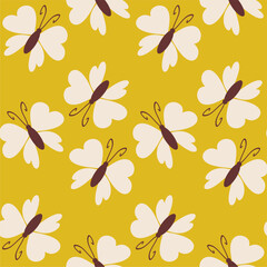 Seamless vector illustration print pattern background wallpaper with butterflies summer spring for textile, paper, pack etc 