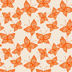 Seamless vector illustration print pattern background wallpaper with butterflies summer spring for textile, paper, pack etc 
