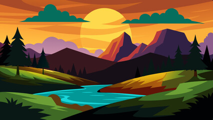  Landscape background for animation, vector arts illustration