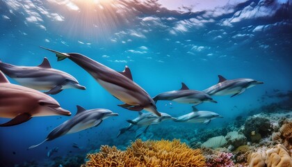 Fototapeta premium 海で泳ぐイルカ