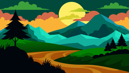  Landscape background for animation, vector arts illustration