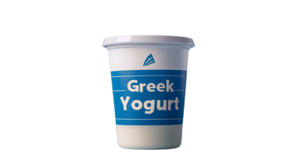 Greek yogurt cup package isolated on white transparent