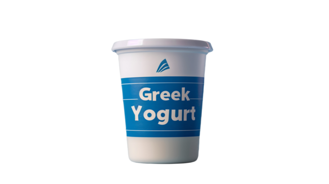 Greek yogurt cup package isolated on white transparent