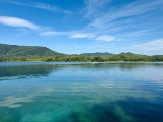 View of a lake on a sunny day.
