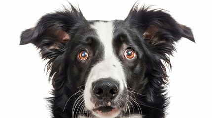 Fototapeta premium Cute Border Collie mix looking at the camera on white background