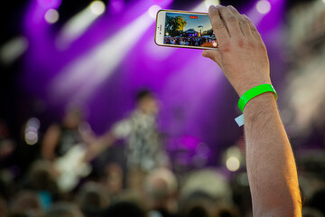 Koncert, festiwal, muzyka, zdjęcie, aparat, telefon