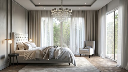 A luxurious bedroom with a contemporary design