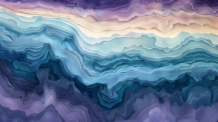 Obraz premium A cross-section of geological layers in wide bands featuring, resembling water currents.