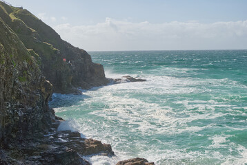 Rocky Cliffs With Choppy Sea Perranporth