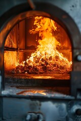 Obraz premium Ultra-sharp photo of a cremation the incinerator of a crematorium, suitable for a wide banner