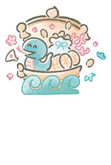 巳年　巳　蛇　へび　蛇　年賀2025　はがきテンプレート　宝船　墨絵　水彩　かわいい　和風　イラスト