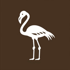 Elegant Flamingo Icon on a Rich Chocolate Background for Stylish Decor