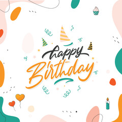 Happy Birthday Typographic vector design for greeting card, birthday card, invitation card, isolated text, lettering composition. Handwritten modern brush lettering.
