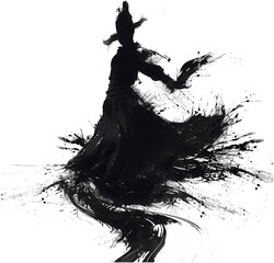 Fototapeta premium Mystic Dancer in Motion A Splash of Ink Captures the Artful Movement
