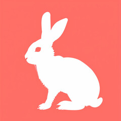 Obraz premium Adorable Rabbit Icon in 2D on a Soft Coral Background