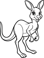 Kangaroo walking in savanna coloring book page