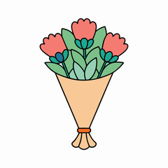 a minimalist flower bouquet on white background