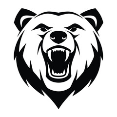 a minimalist logo with an angry grizzly head