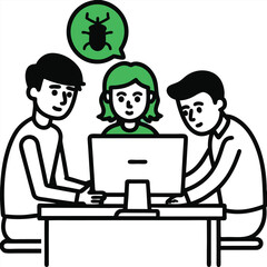 Bug fixing and troubleshooting on computer screen